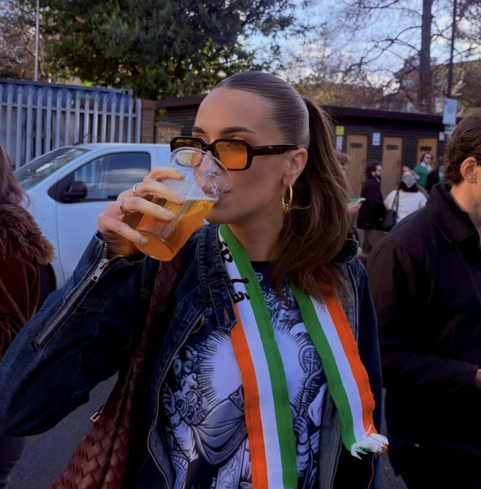 She drinks beer